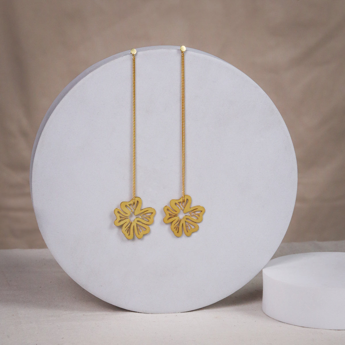Silver Gulmohar Filigree Laser Cut Dangler Earring (Gold Plated)