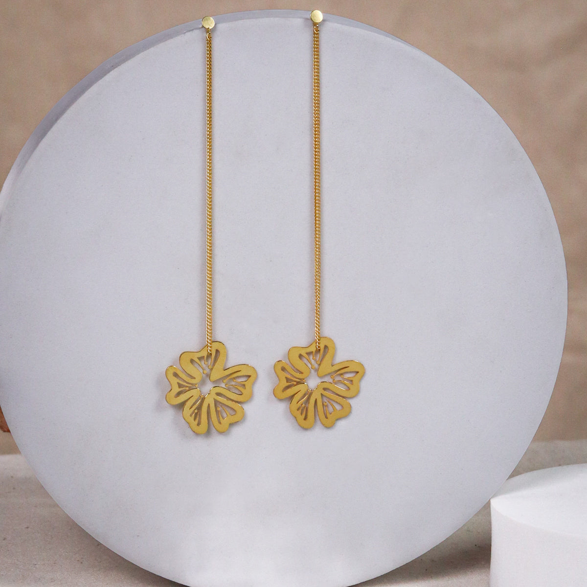 Silver Gulmohar Filigree Laser Cut Dangler Earring (Gold Plated)