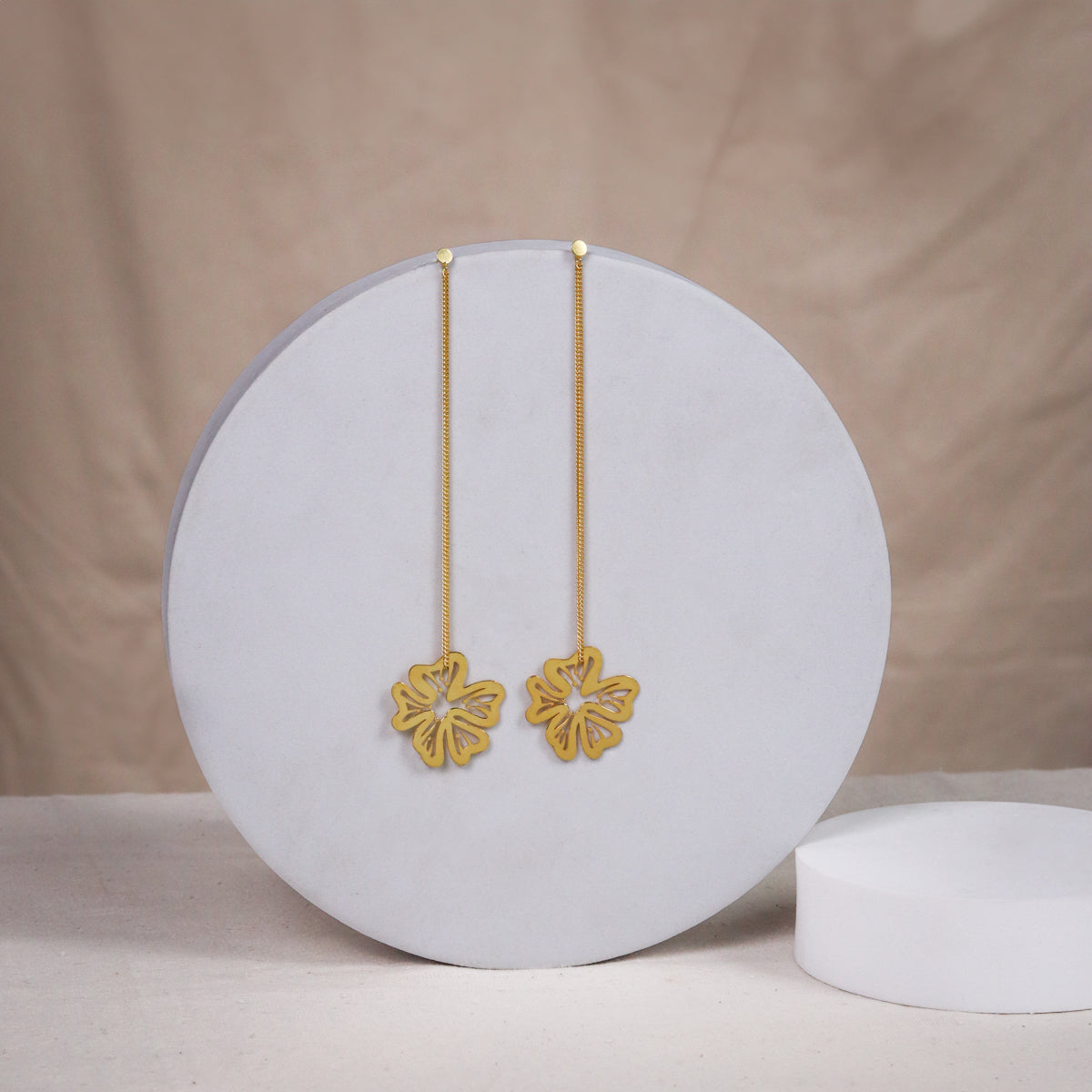 Silver Gulmohar Filigree Laser Cut Dangler Earring (Gold Plated)