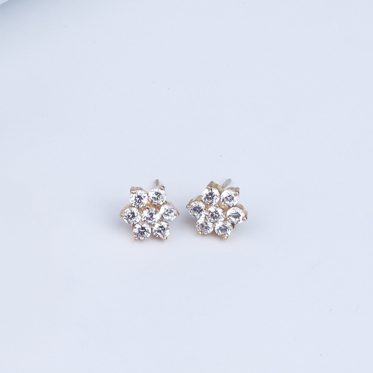 Silver Flower Motif Small Set with Silver Beads | CZ | 92.5 Silver| 22K Gold Plated