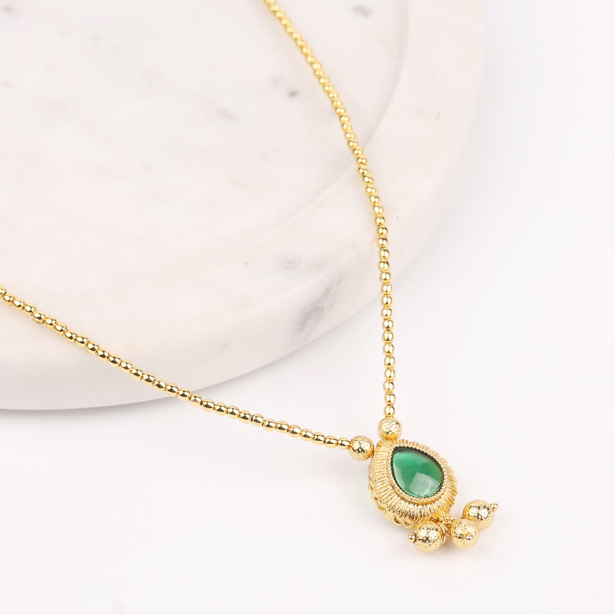 22K Gold Plated Fashion Green Drop Necklace