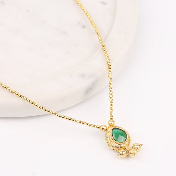 22K Gold Plated Fashion Green Drop Necklace
