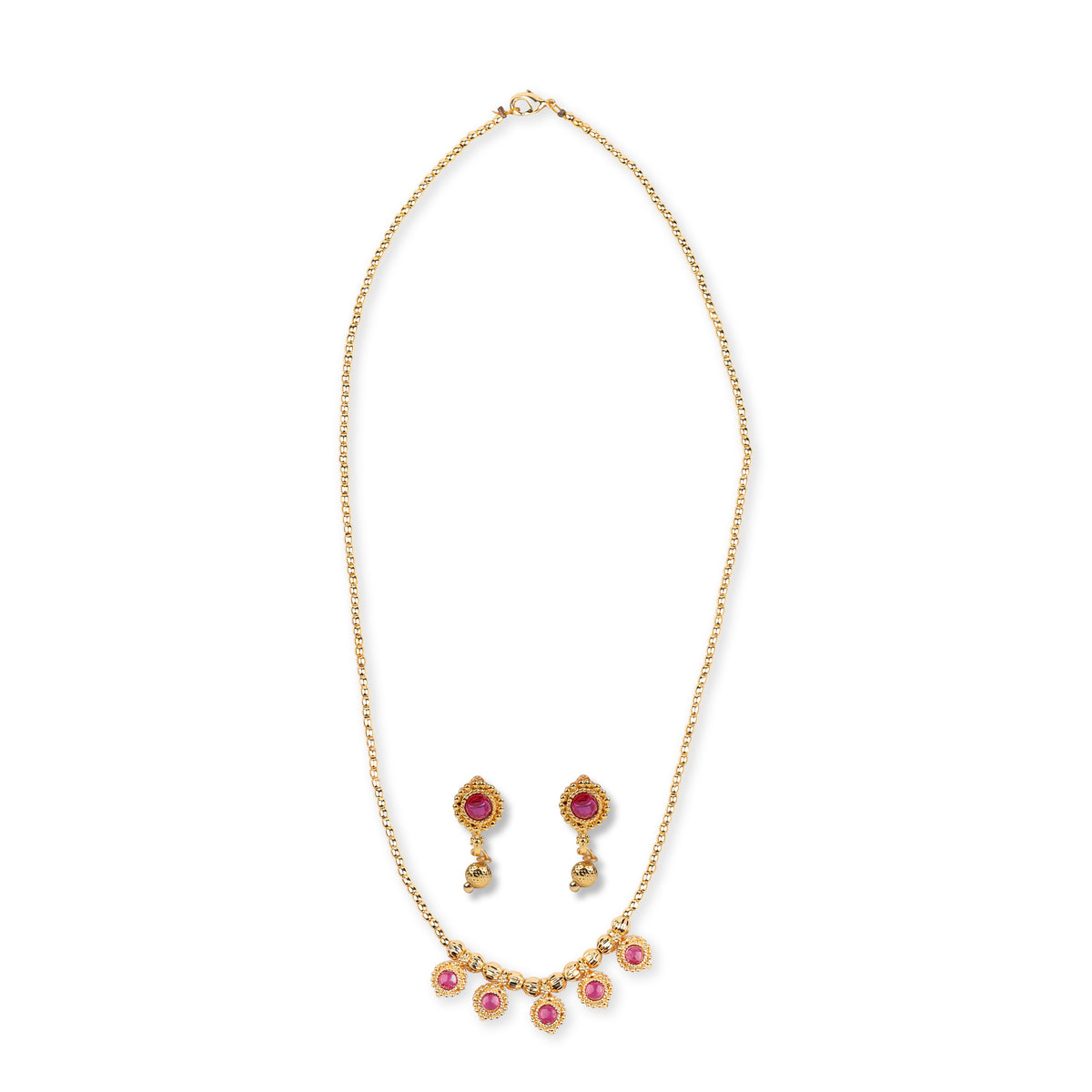 22K Gold Plated Fashion Pink Stone Set