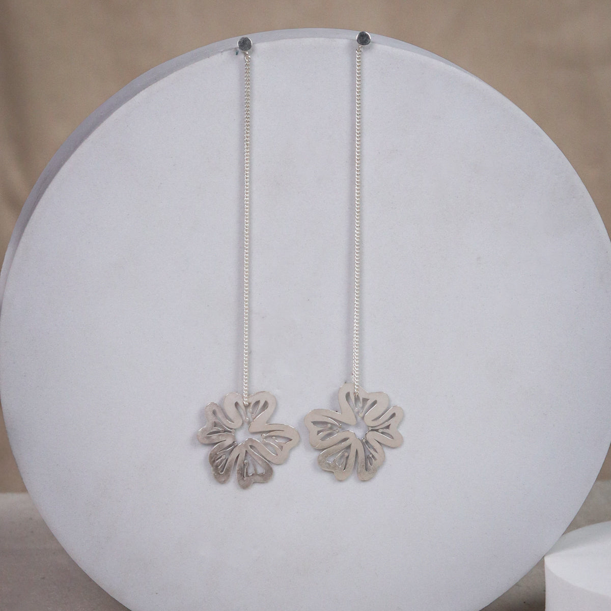 Silver Gulmohar Filigree Laser Cut Dangler Earring