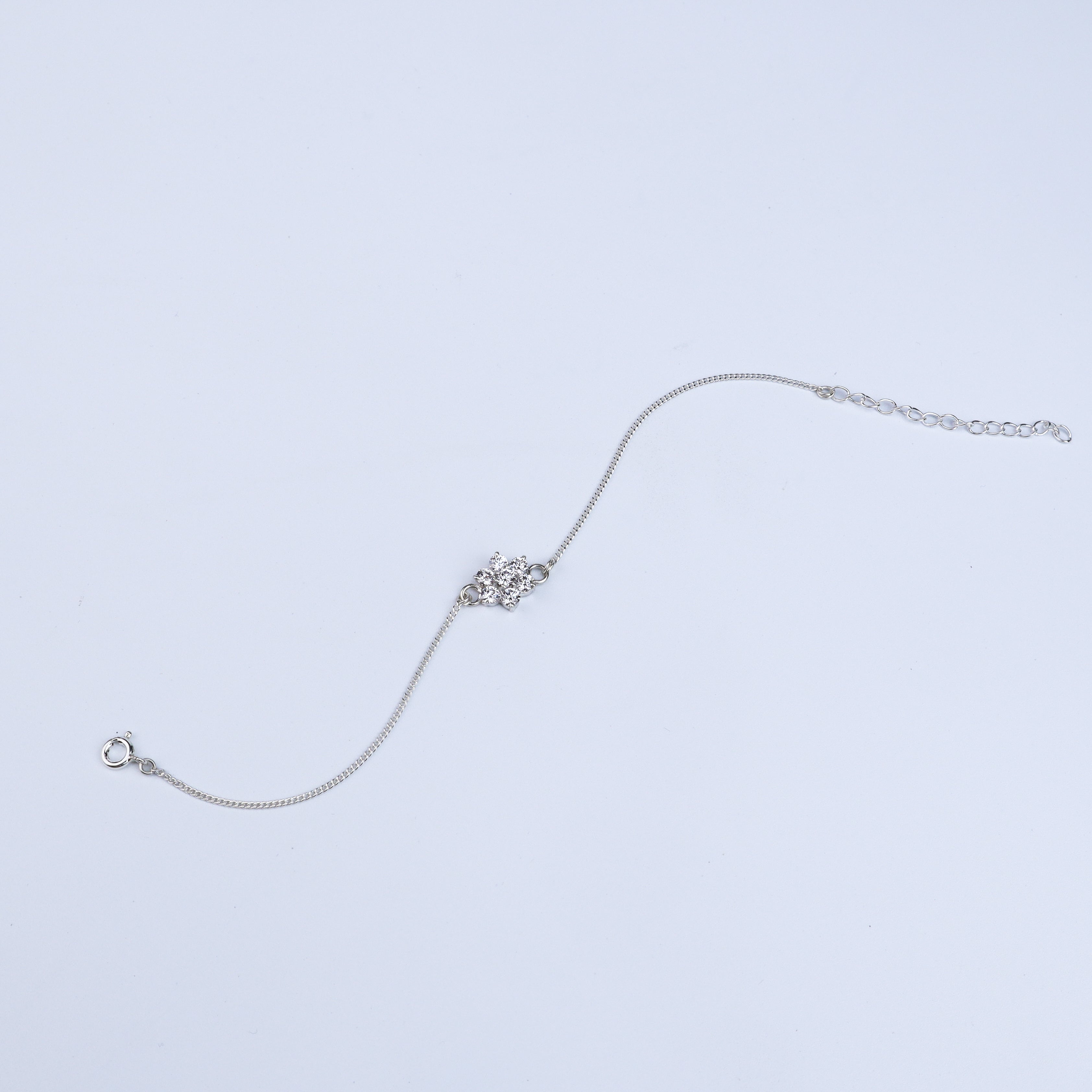 Big Single Flower Motif Bracelet | CZ | 92.5 Silver