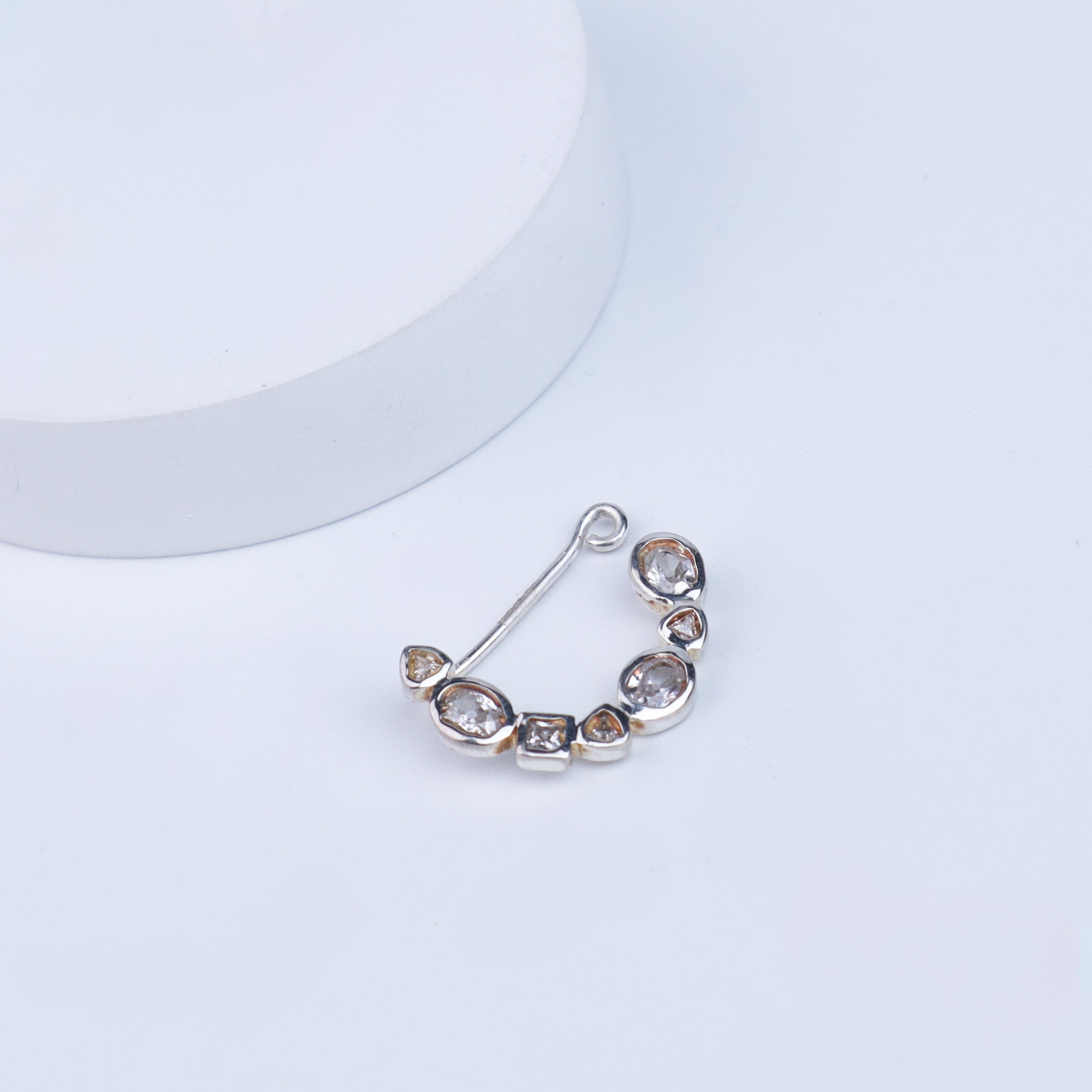 Silver Small Nath Stones | CZ | 92.5 Silver | (Left, Clip on)
