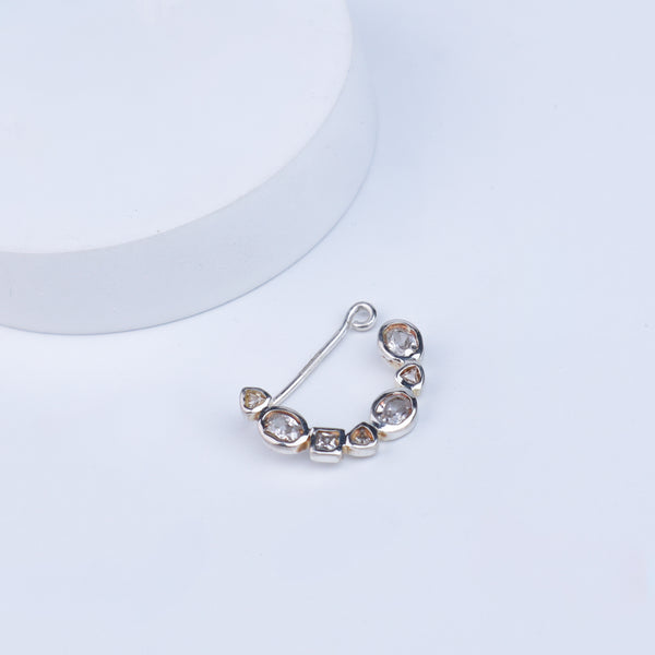 Silver Small Nath Stones | CZ | 92.5 Silver | (Left, Clip on)