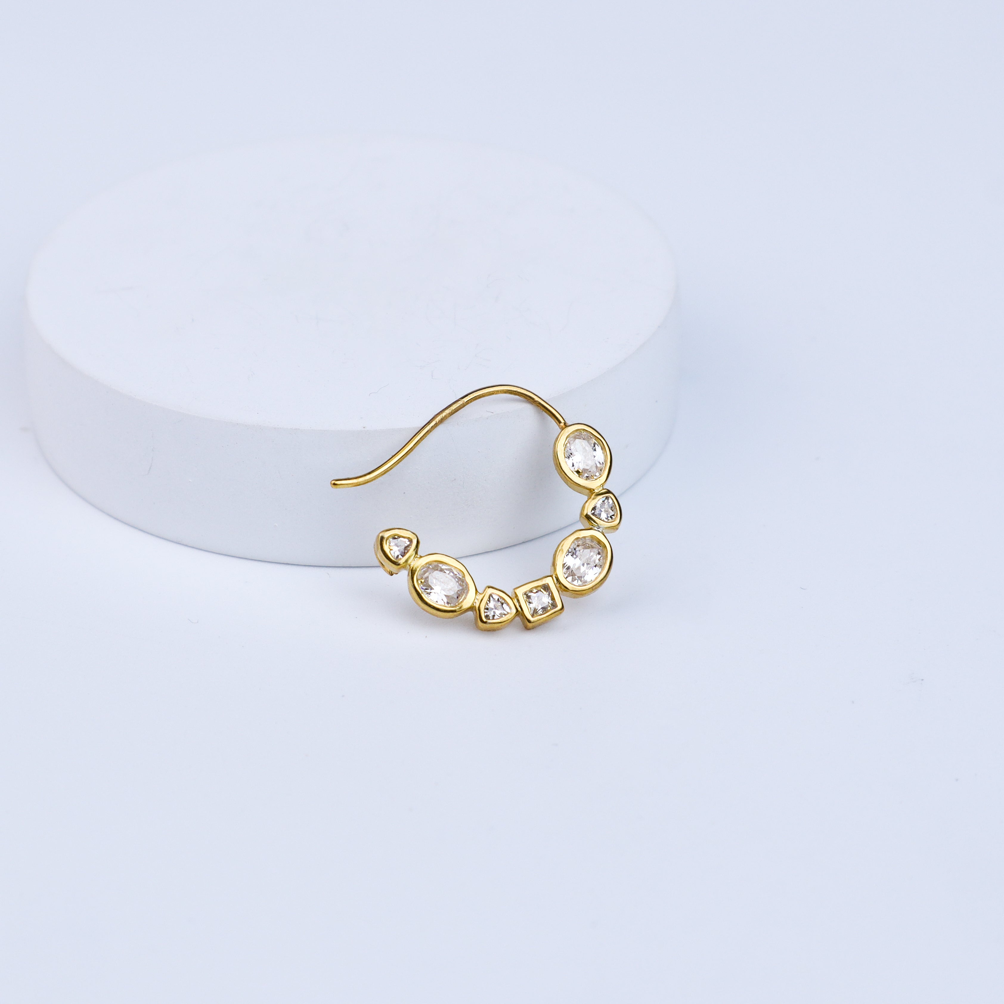 Silver Small Nath Stones (Left, Pierced) | CZ | 22K Gold Plated Silver