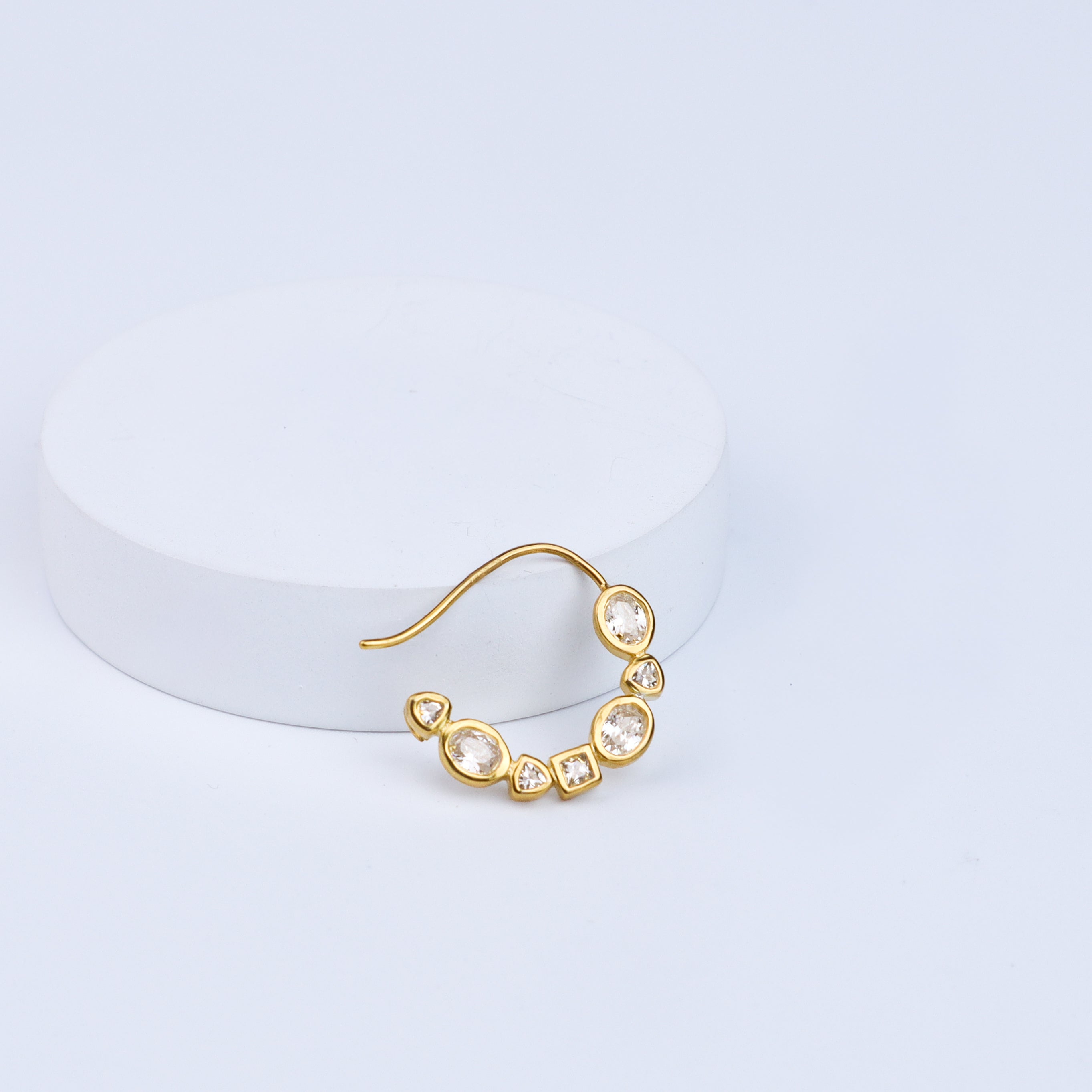 Silver Small Nath Stones (Left, Pierced) | CZ | 22K Gold Plated Silver