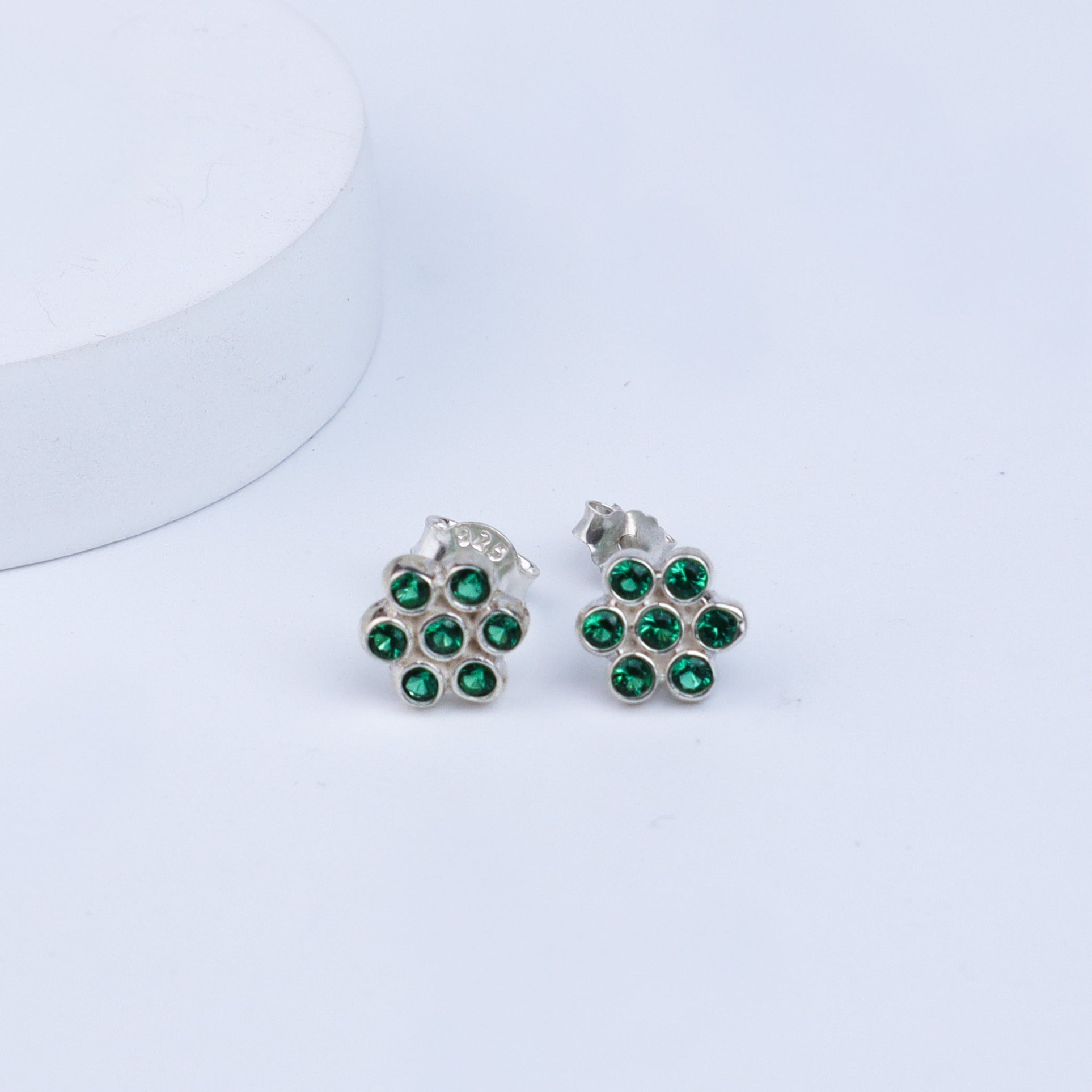 Silver Zircon Green Kudi (Setting) | CZ | 92.5 Silver