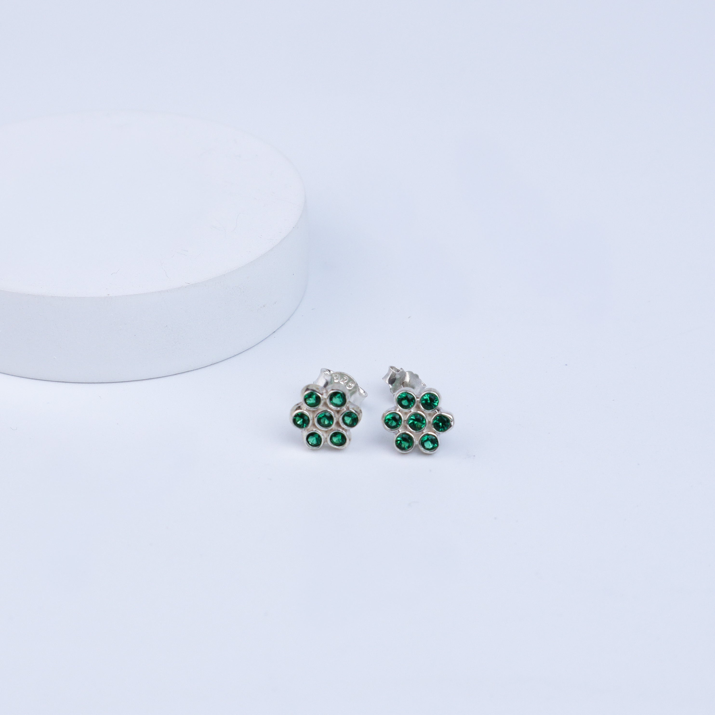 Silver Zircon Green Kudi (Setting) | CZ | 92.5 Silver