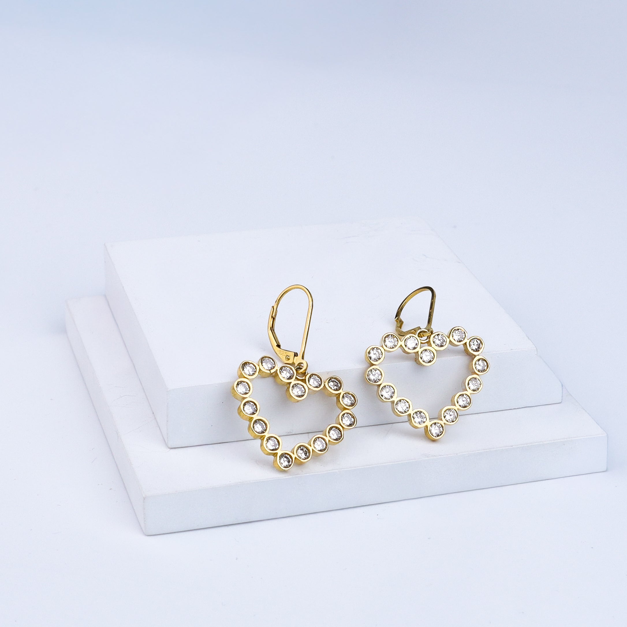 Heart Silver Earring| CZ | 92.5 Silver | 22K Gold Plated