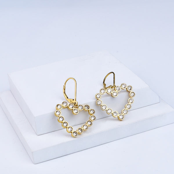 Heart Silver Earring| CZ | 92.5 Silver | 22K Gold Plated