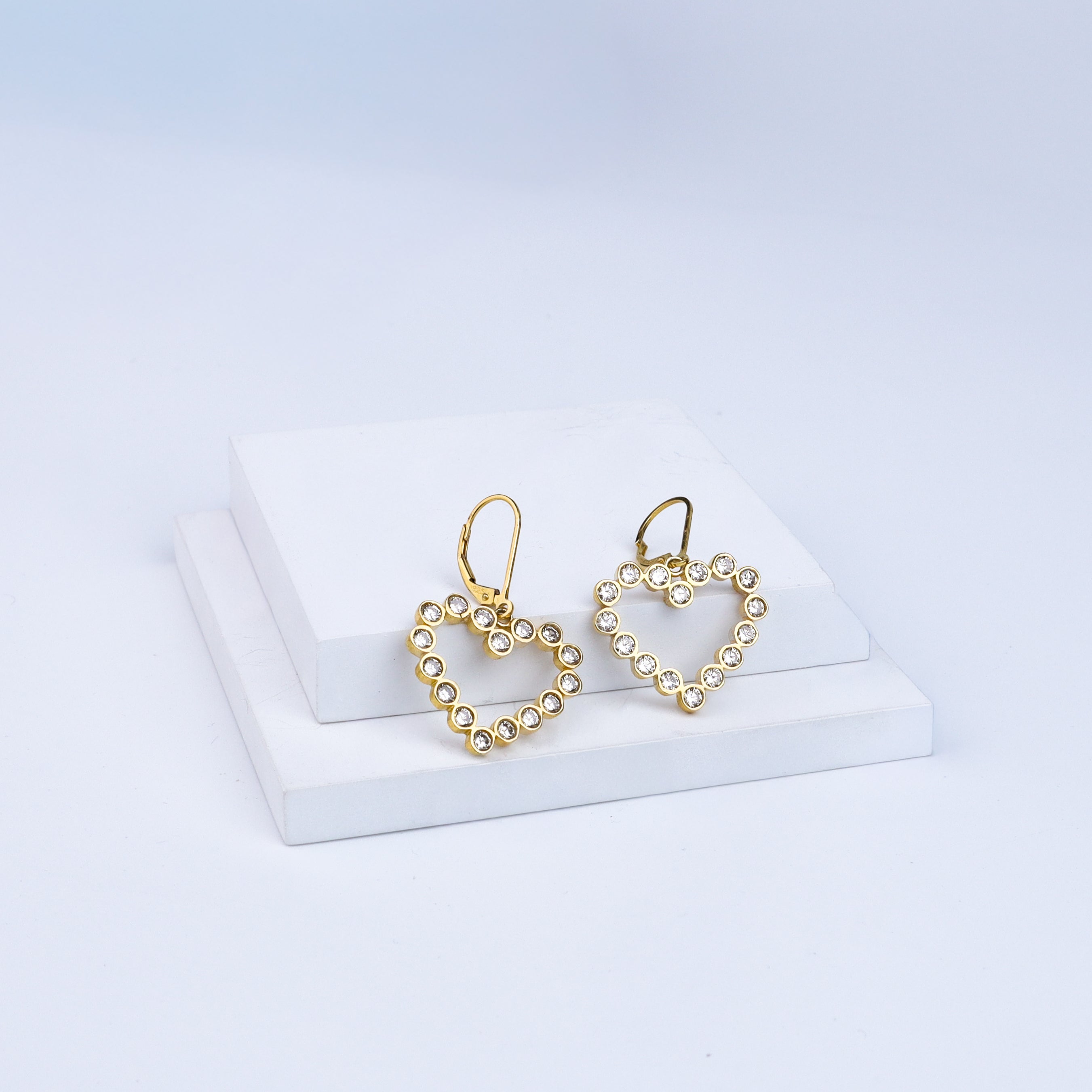 Heart Silver Earring| CZ | 92.5 Silver | 22K Gold Plated