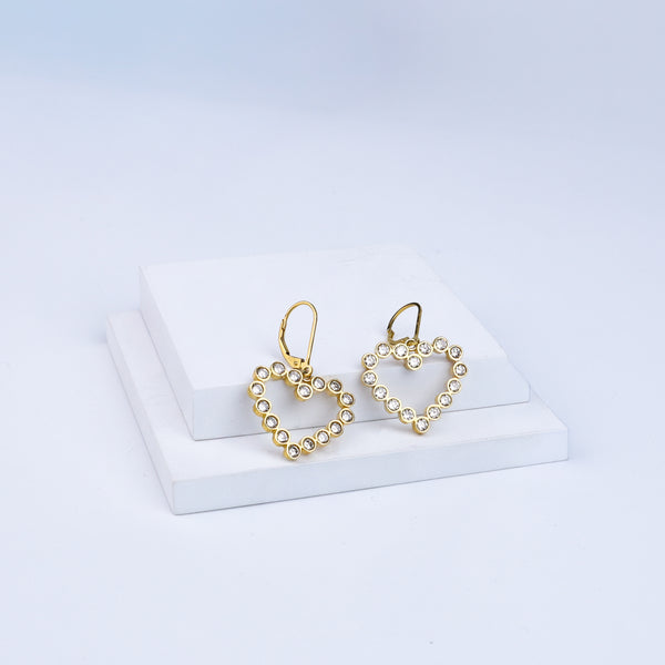 Heart Silver Earring| CZ | 92.5 Silver | 22K Gold Plated