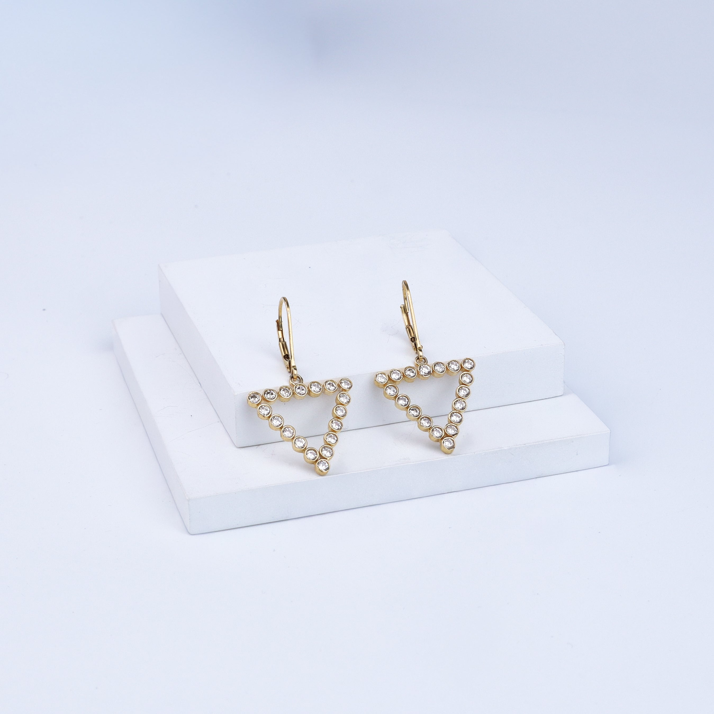 Rectangle Silver Earring | CZ | 92.5 Silver | 22K Gold Plated