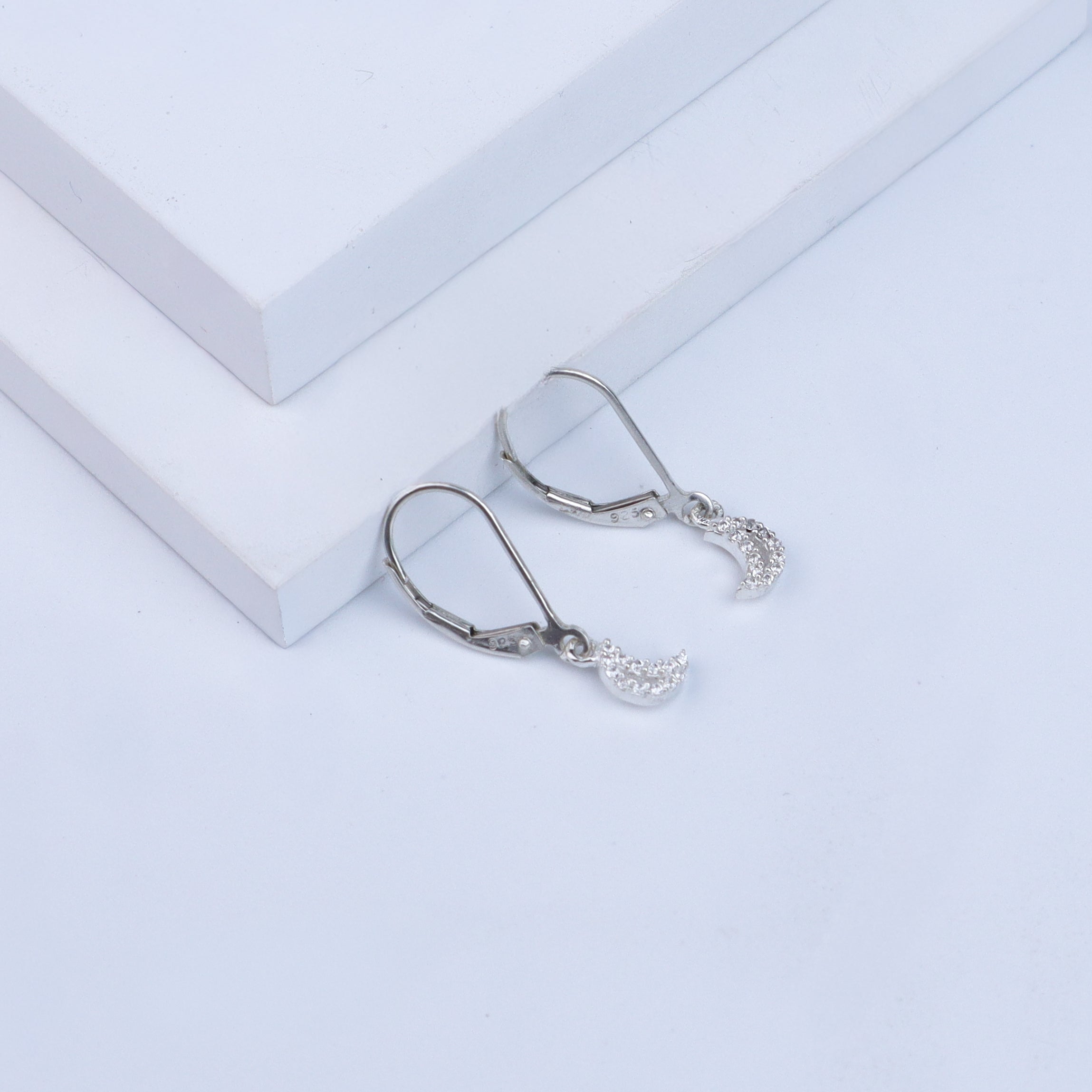 Silver CZ Moon Earring | 92.5 Silver