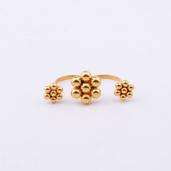 Kudi Two-Finger Ring | 22K Gold-Plated
