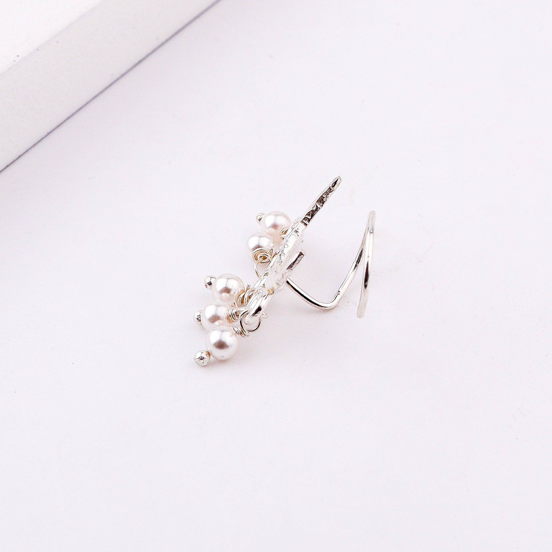 Silver Hammered Chandrakor Pierced Nose Pin (Large)