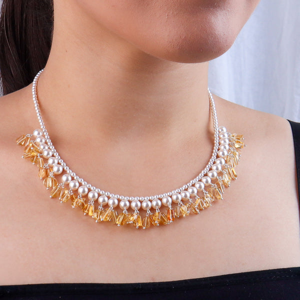 Luxe Necklace - Pearl & Citrine