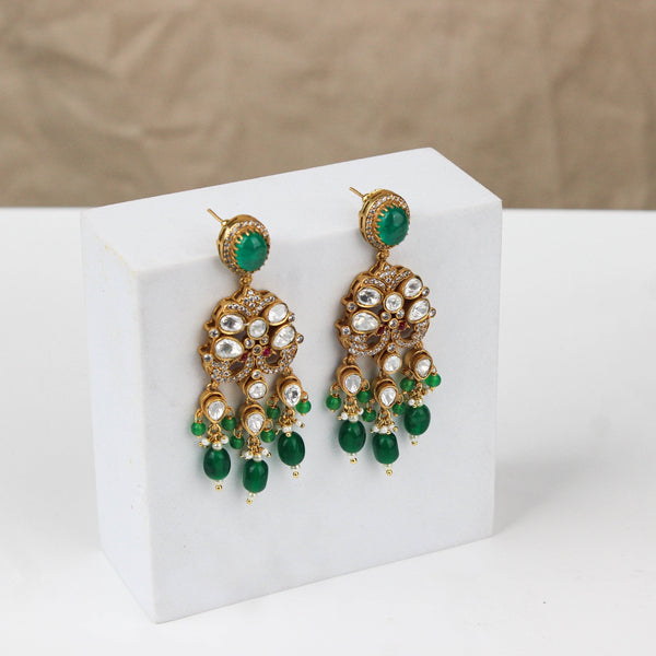 Close-up of a 22K gold-plated fashion earring showcasing intricate detailing, fine craftsmanship, and rich 22K gold plating