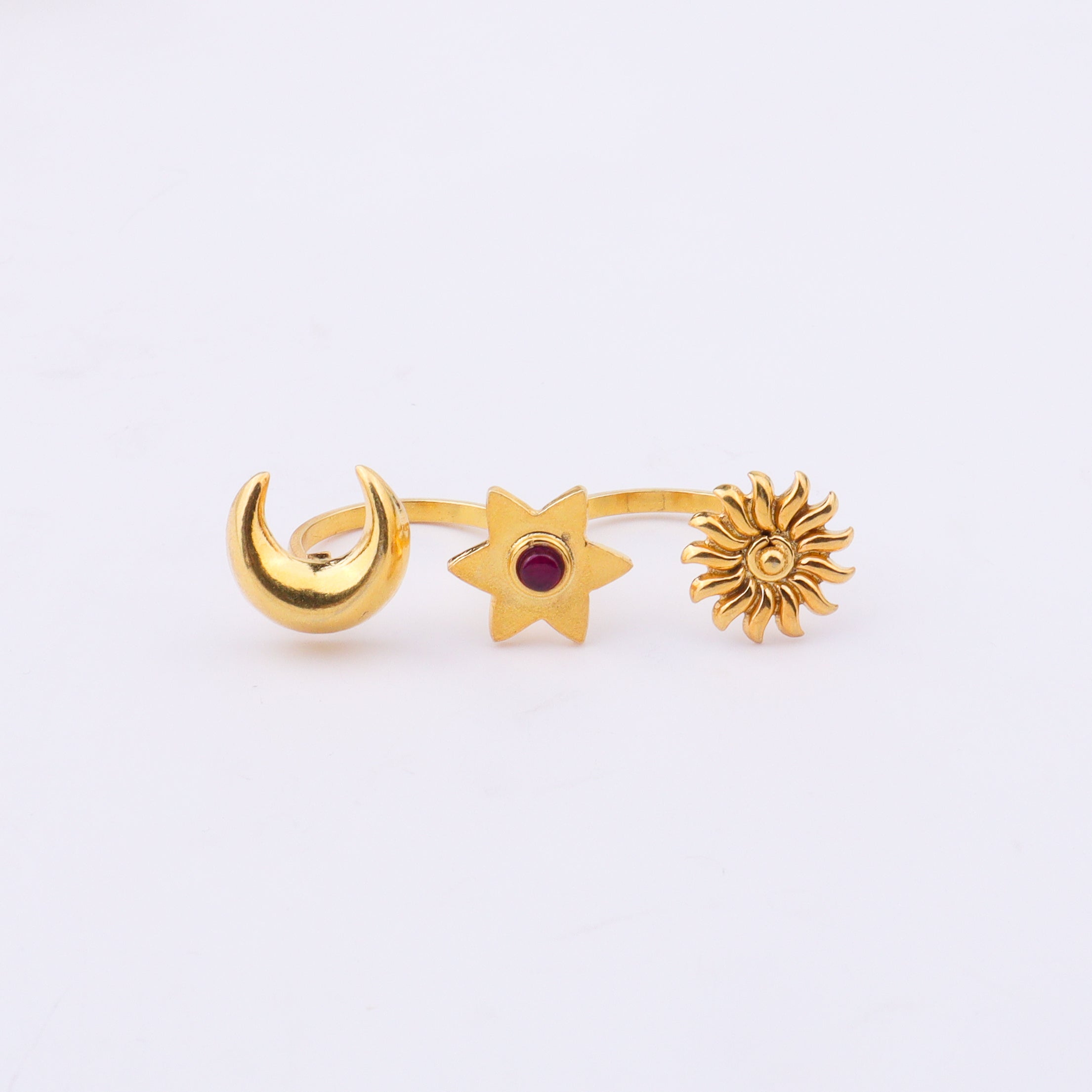Moonlite Two-Finger Ring | 22K Gold-Plated