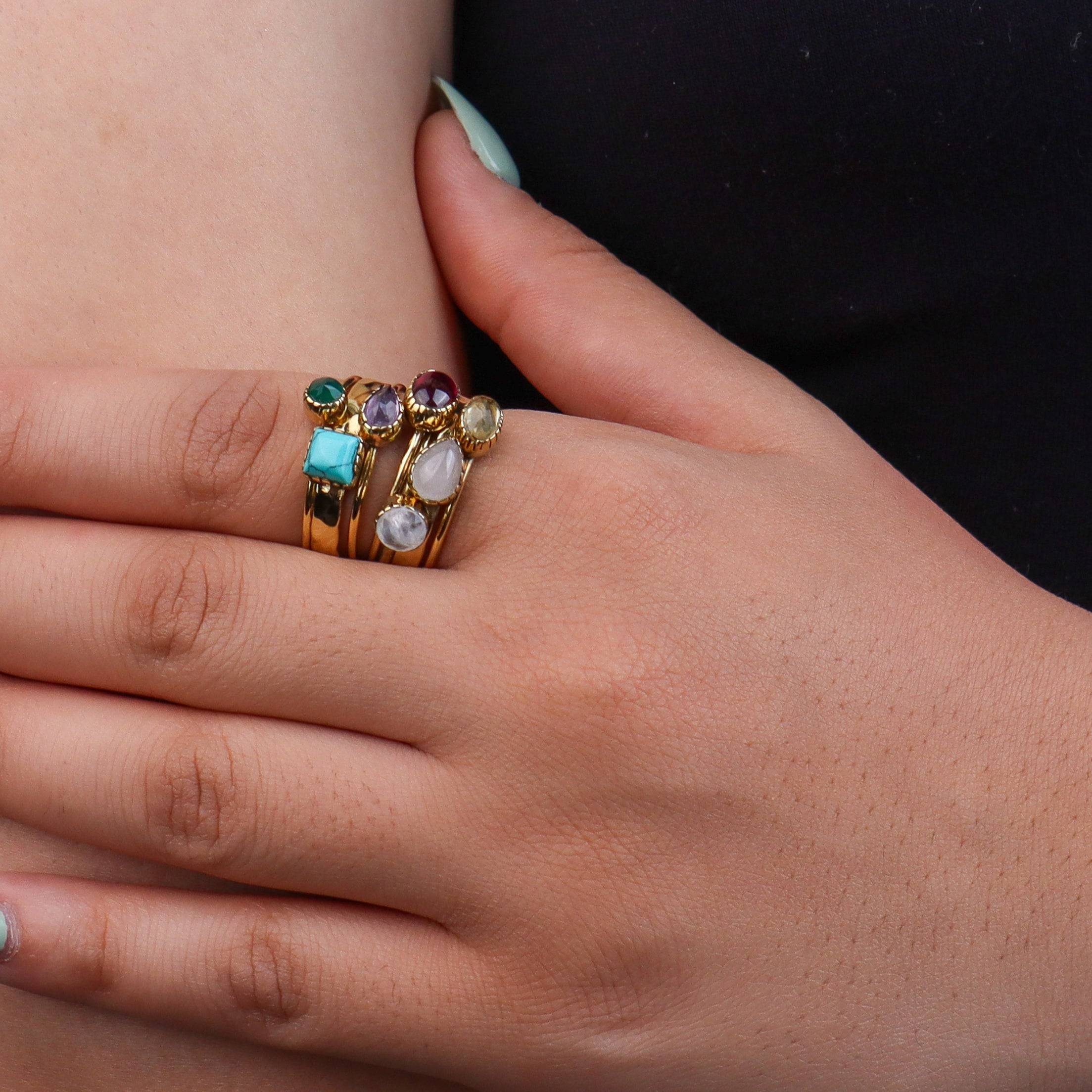 Model wearing Brass Fashion Ring for a stylish and contemporary fashion jewellery look