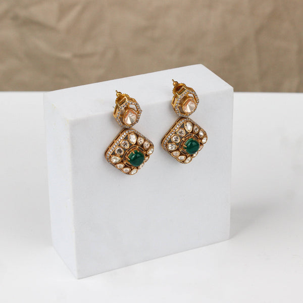 Close-up of 22K gold-plated fashion earring showcasing intricate detailing, fine craftsmanship, and rich 22K gold plating