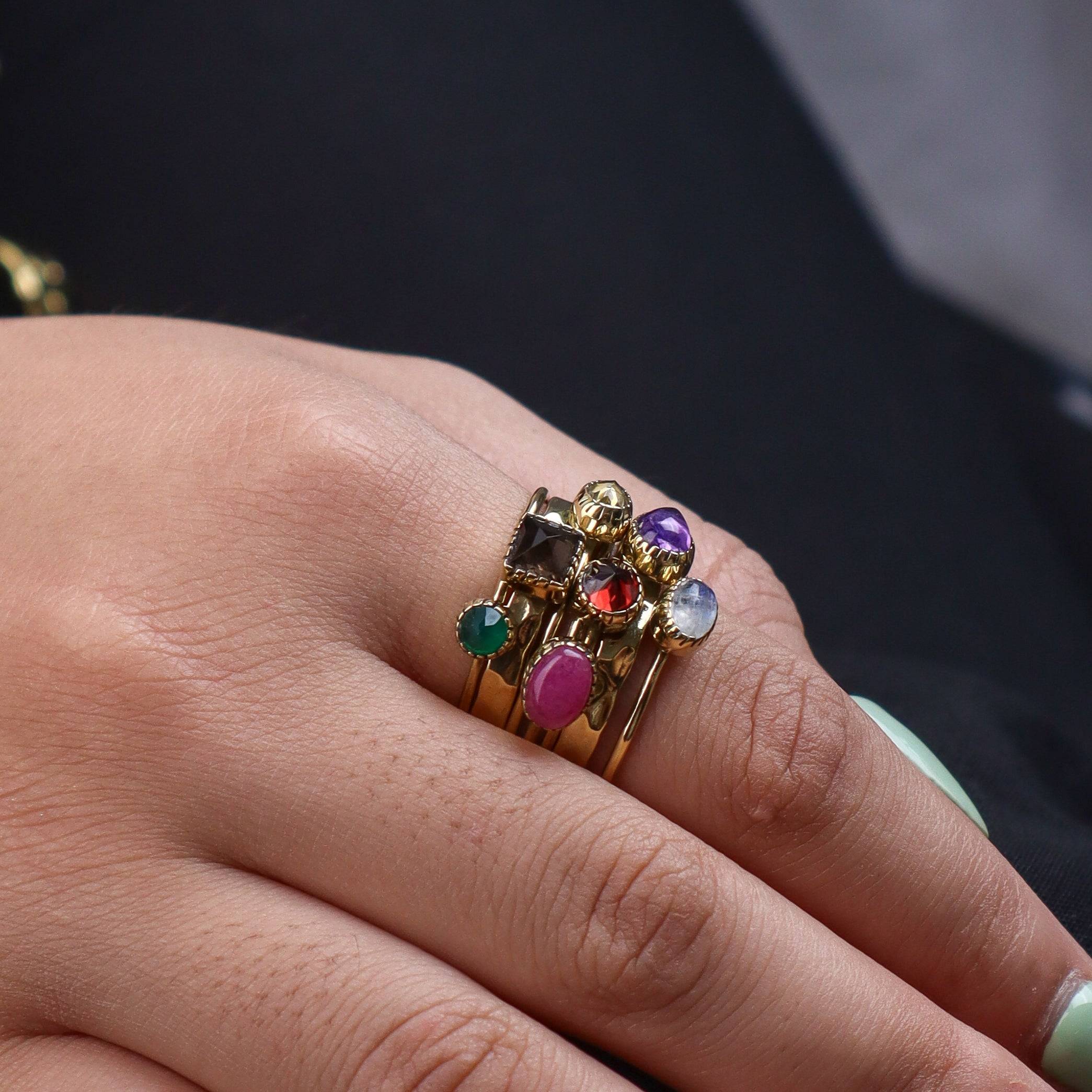 Model wearing Brass Fashion Ring for a stylish and contemporary fashion jewellery look