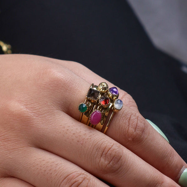 Model wearing Brass Fashion Ring for a stylish and contemporary fashion jewellery look