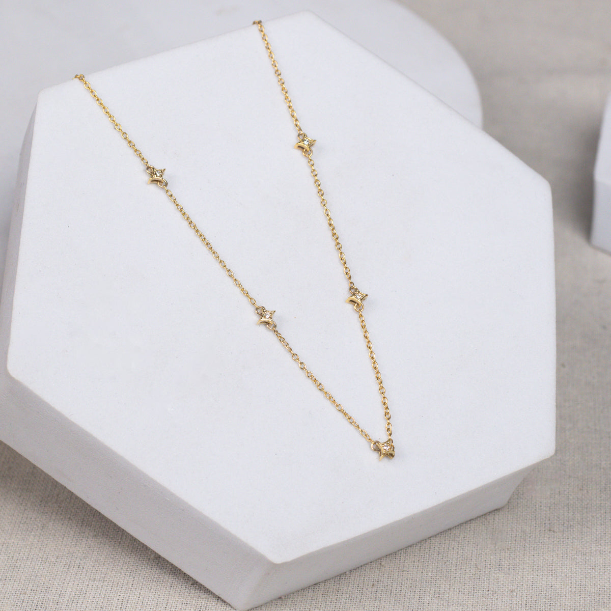 Silver Necklace with CZ Charms | 92.5 Silver | 22K Gold Plated