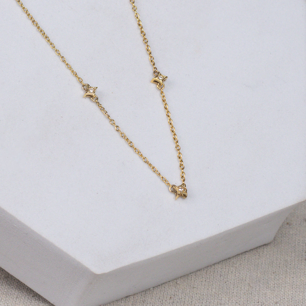 Silver Necklace with CZ Charms | 92.5 Silver | 22K Gold Plated