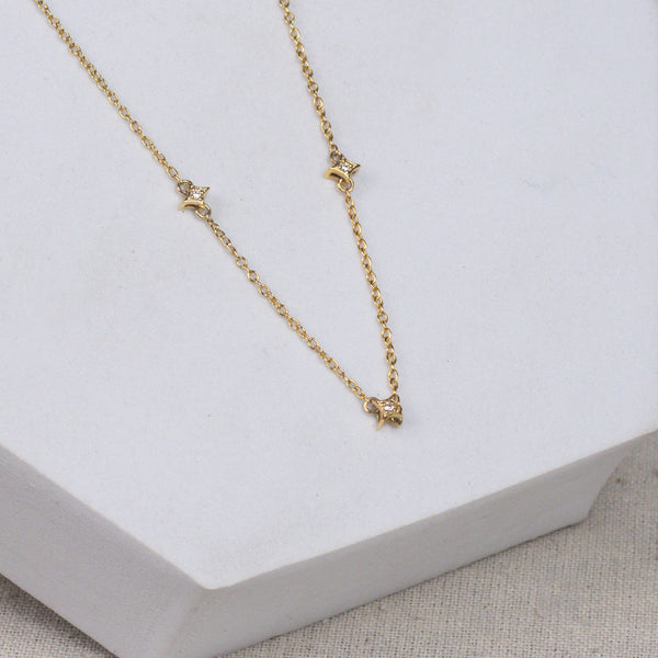 Silver Necklace with CZ Charms | 92.5 Silver | 22K Gold Plated