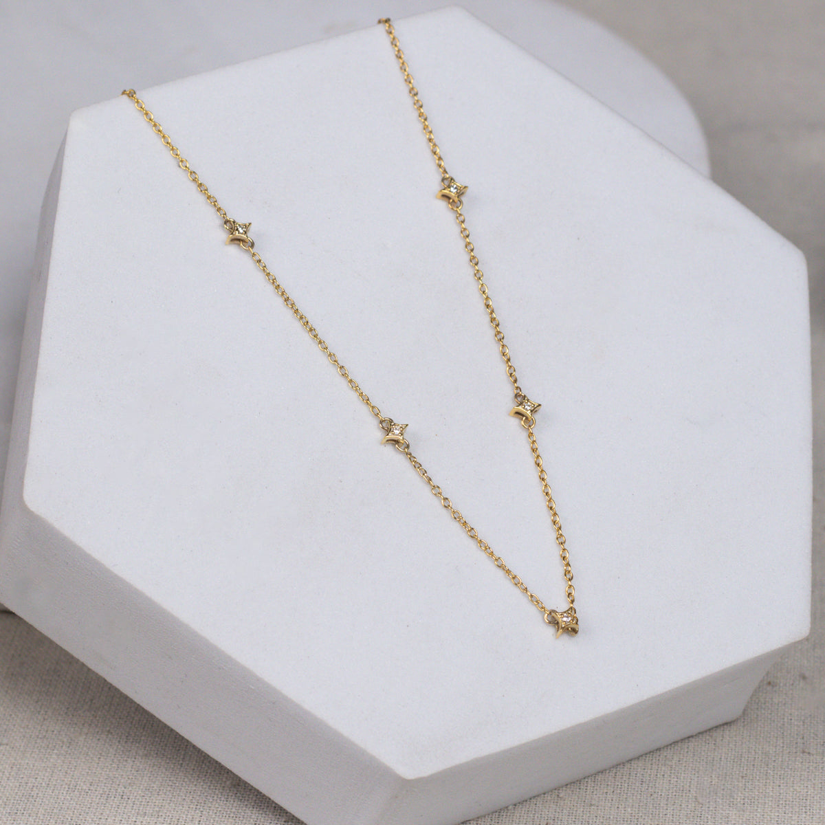 Silver Necklace with CZ Charms | 92.5 Silver | 22K Gold Plated