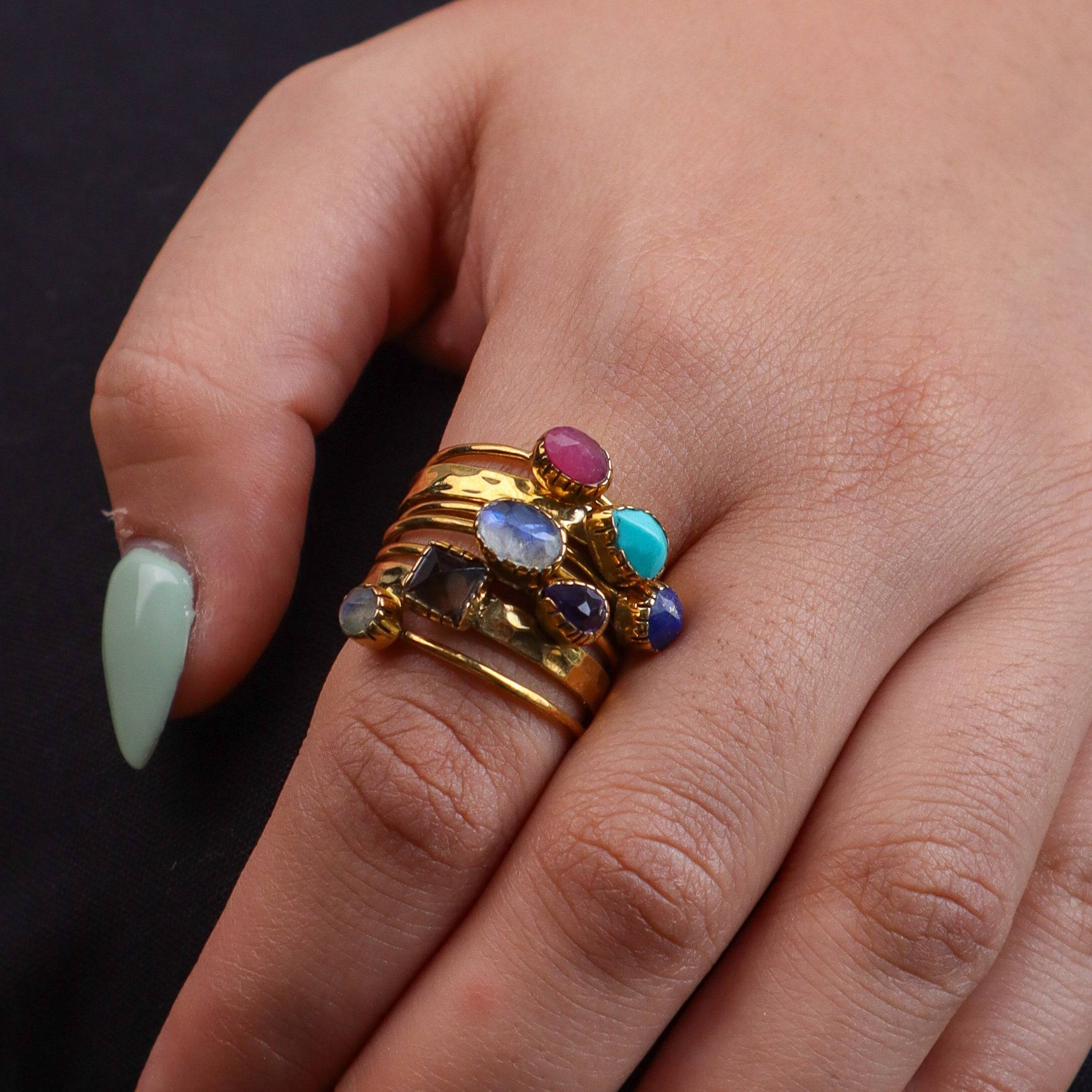 Model wearing Brass Fashion Ring for a stylish and contemporary fashion jewellery look