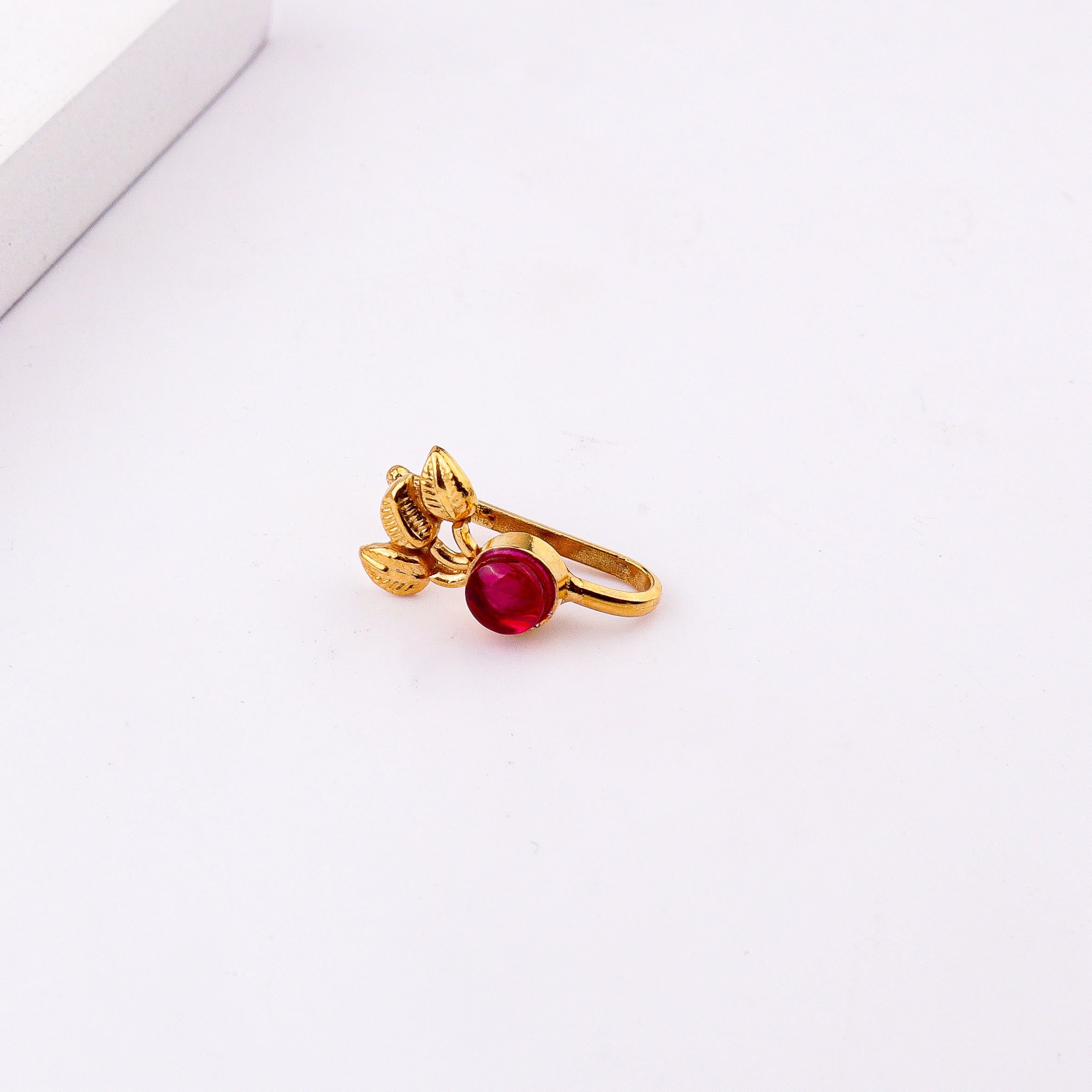 Pink Petalfall Clip-On Nose Pin | 22K Gold-Plated (Large)