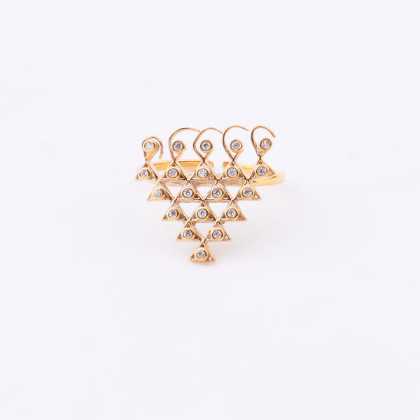 Silver CZ Saraswati Ring | 22K Gold-Plated