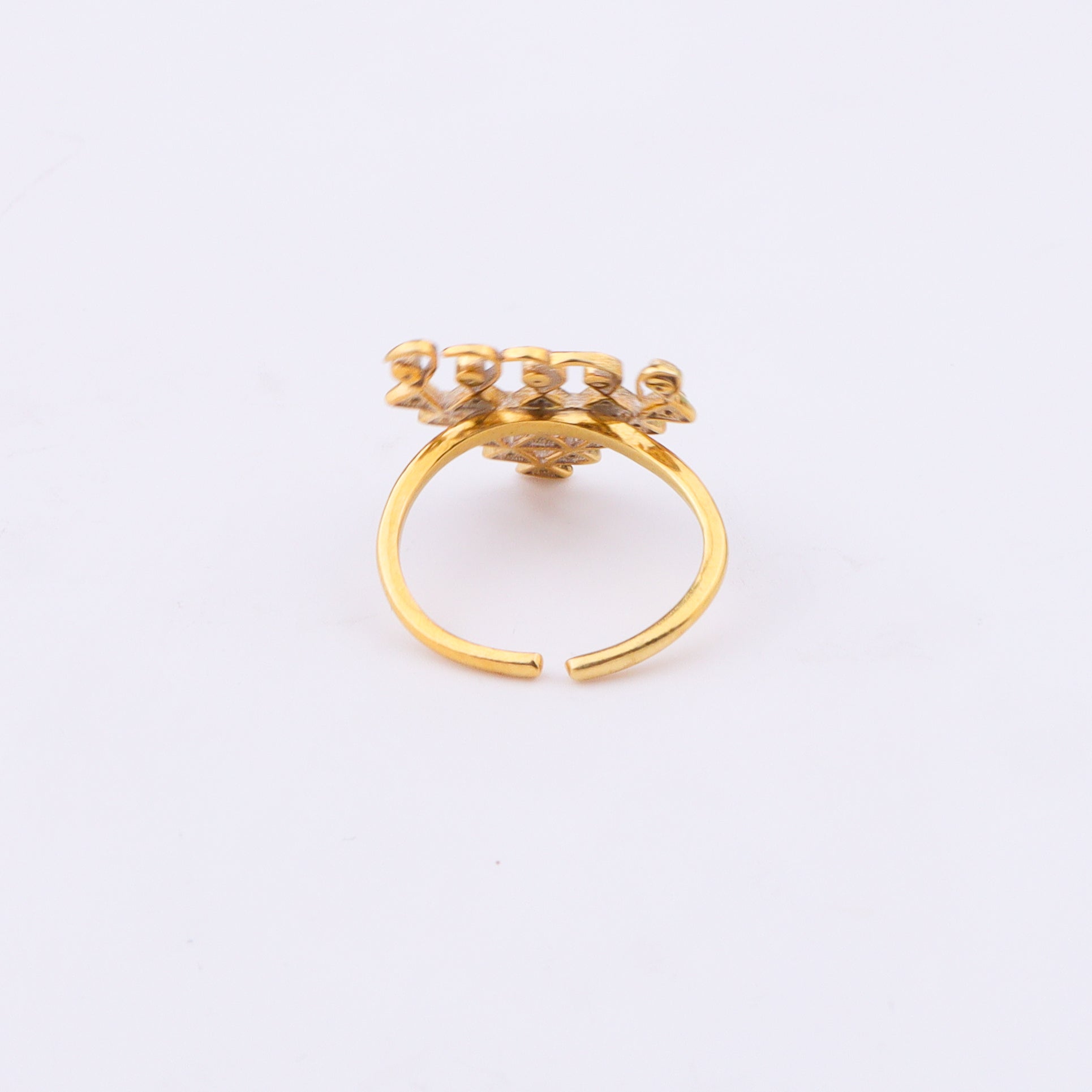 Silver CZ Saraswati Ring | 22K Gold-Plated