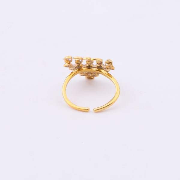Silver CZ Saraswati Ring | 22K Gold-Plated