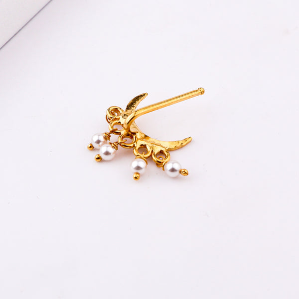 Hammered Chandrakor Clip-On Nose Pin | 22K Gold-Plated (Large)