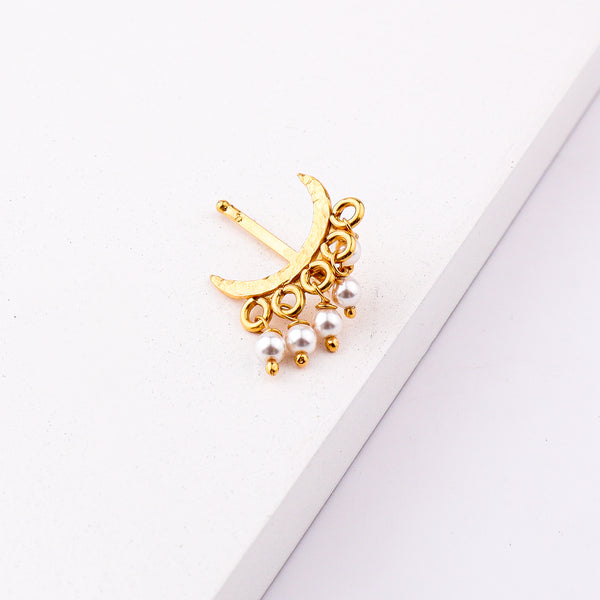 Hammered Chandrakor Clip-On Nose Pin | 22K Gold-Plated (Large)