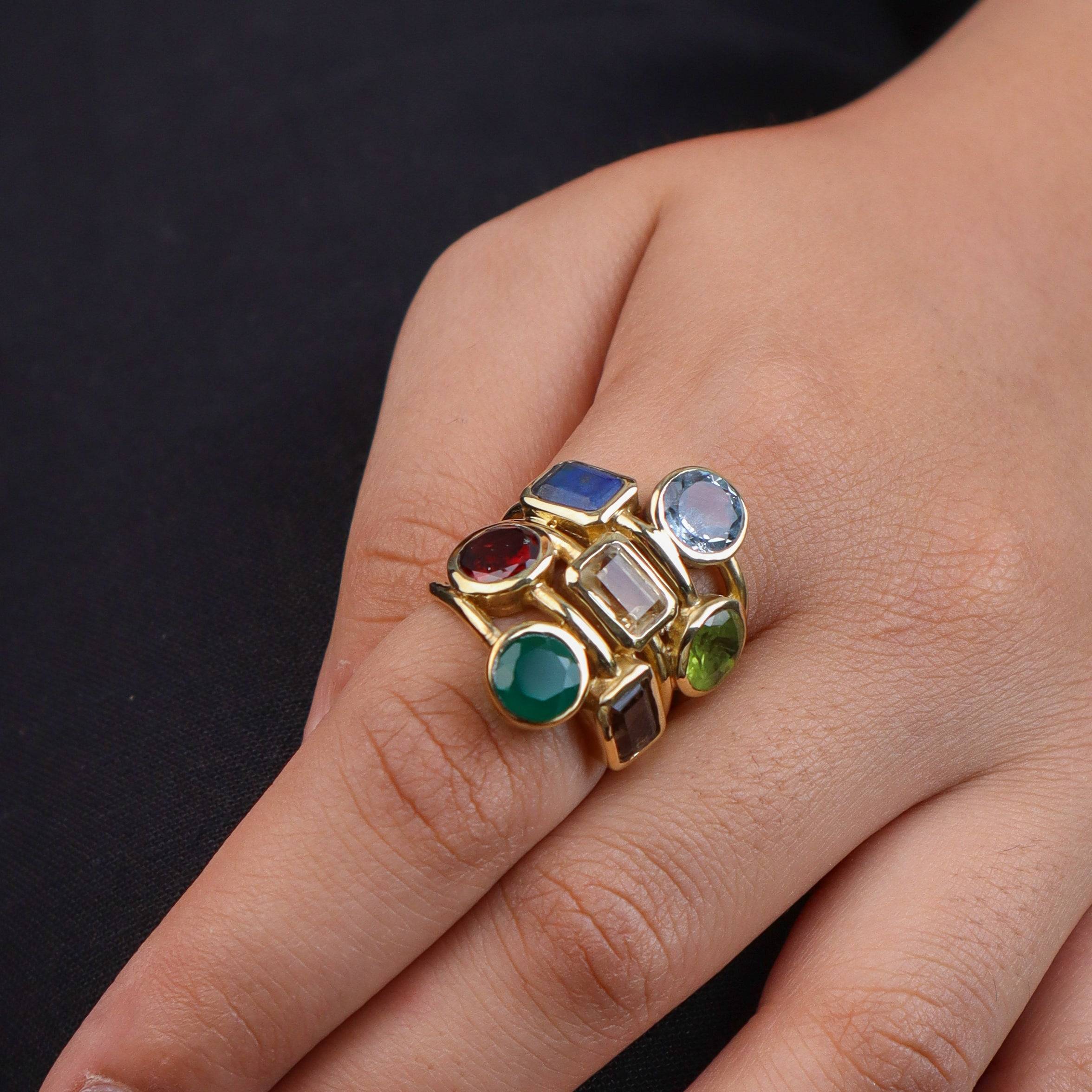 Model wearing Brass Fashion Ring for a stylish and contemporary fashion jewellery look