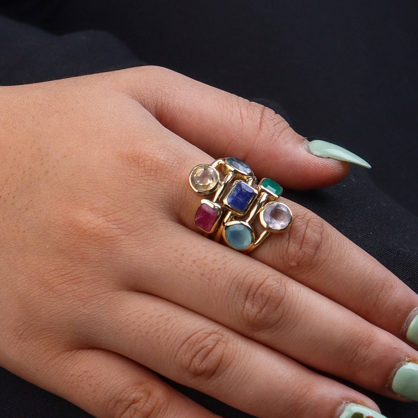 Model wearing Brass Fashion Ring for a stylish and contemporary fashion jewellery look