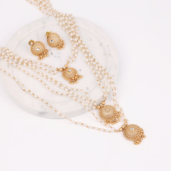 22K Gold Plated Fashion 3 – Layer Pearl Set