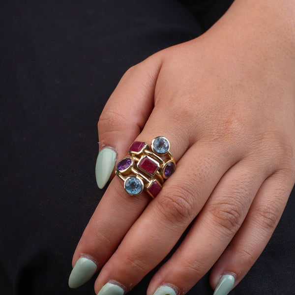 Model wearing Brass Fashion Ring for a stylish and contemporary fashion jewellery look