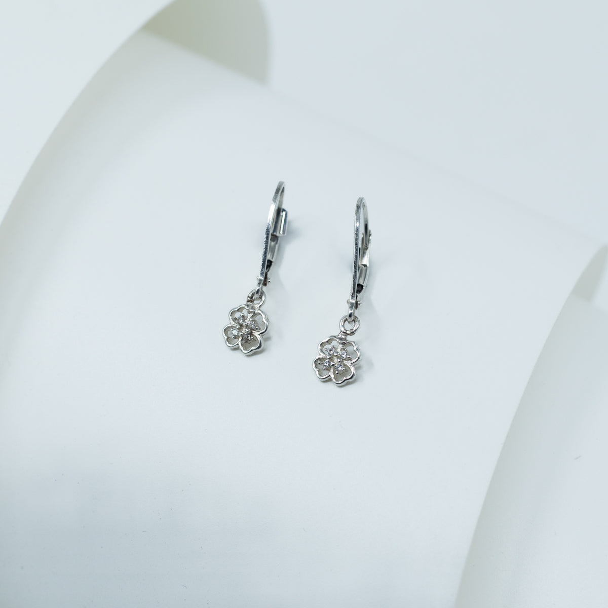 Silver CZ Clover Earring