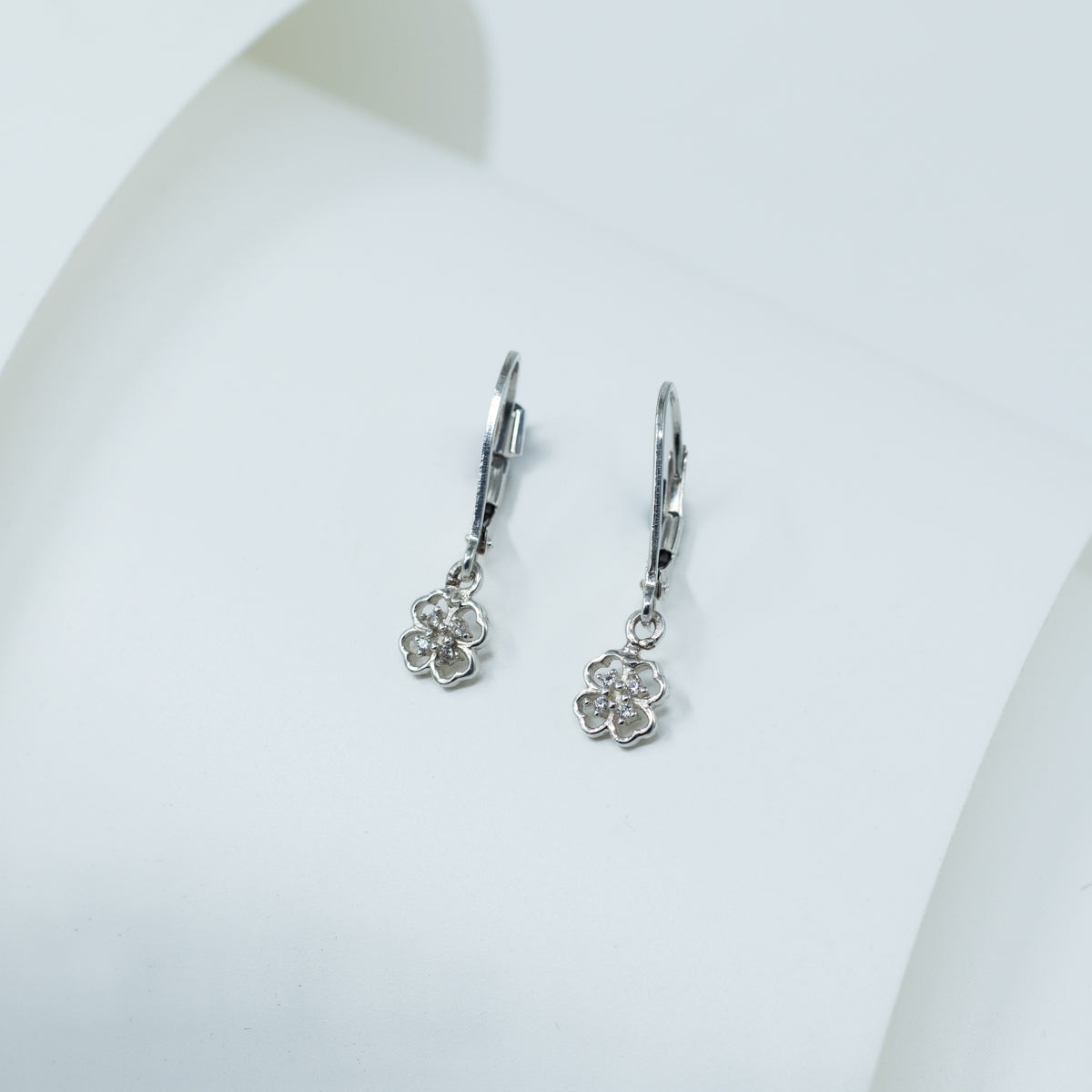 Silver CZ Clover Earring