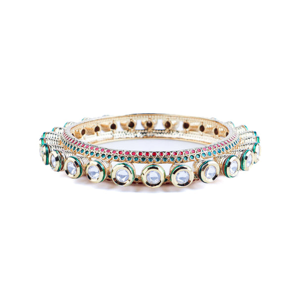 Close-up of a 22K gold-plated fashion bangle (single) showcasing intricate detailing, fine craftsmanship, and rich 22K gold plating