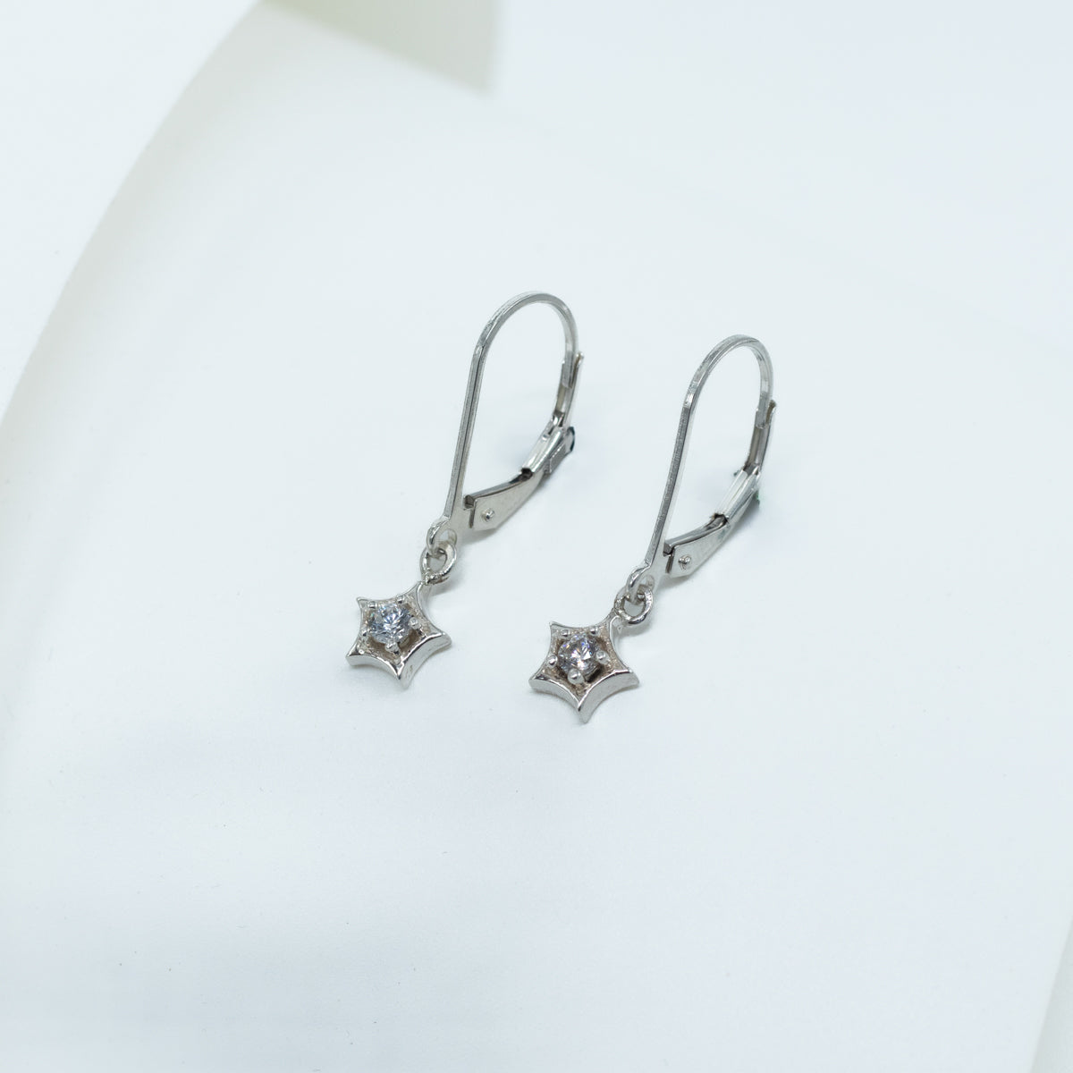 silver CZ star earrings for daily wear