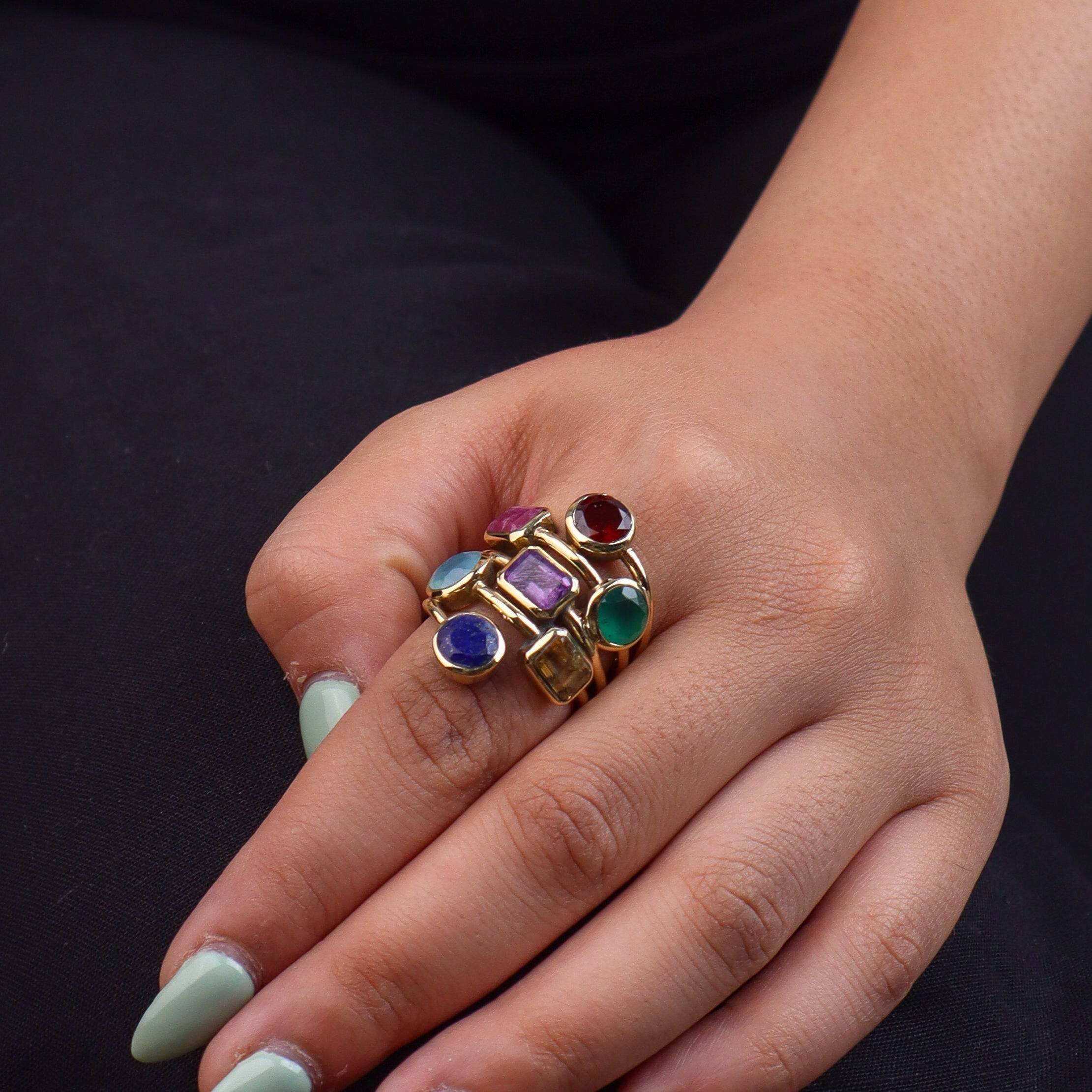 Model wearing Brass Fashion Ring for a stylish and contemporary fashion jewellery look